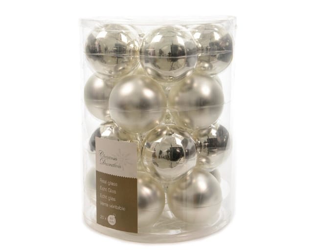 Kaemingk Weihnachtsbaumkugeln Glas 6 cm 20 Stueck Silber Glanz