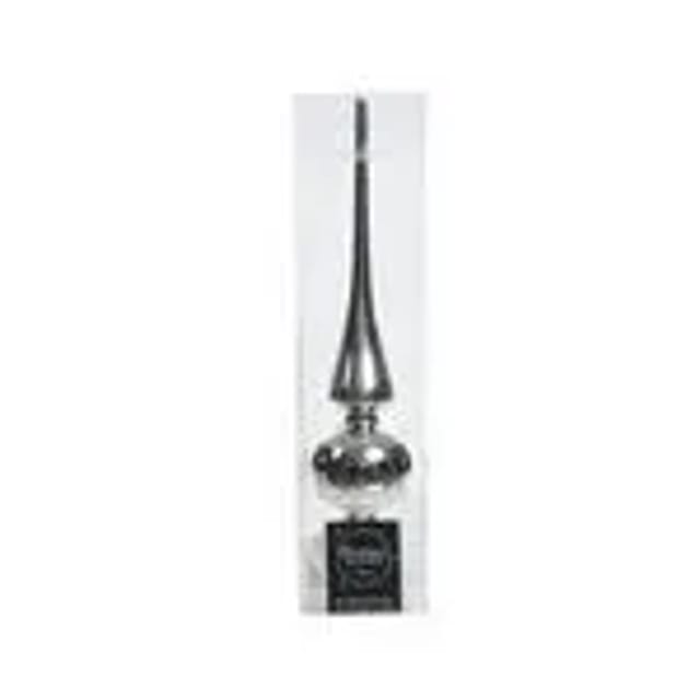 Kaemingk Christbaumschmuck Christbaumspitze Glas 6 x 26 cm Silber Glaenzend