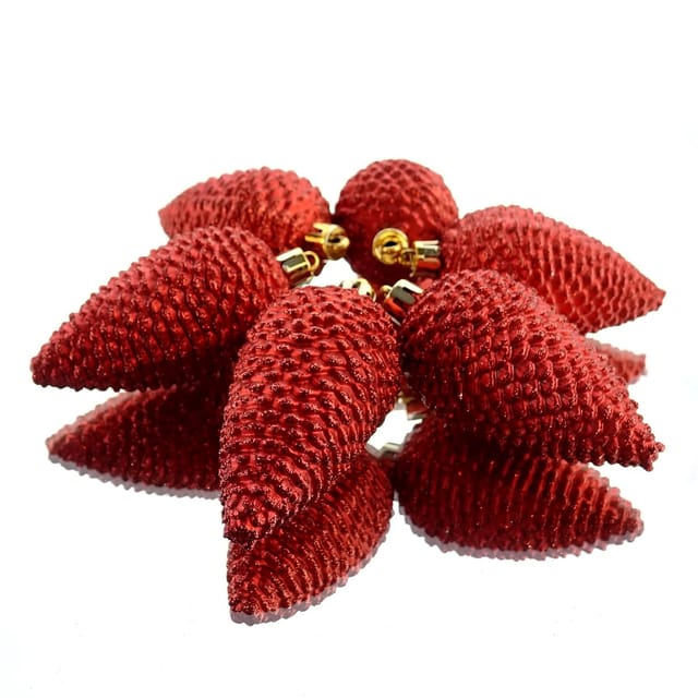 Kaemingk Christbaumschmuck Zapfen Bruchfest 4,5 cm H 8 cm 6 Sueck Rot