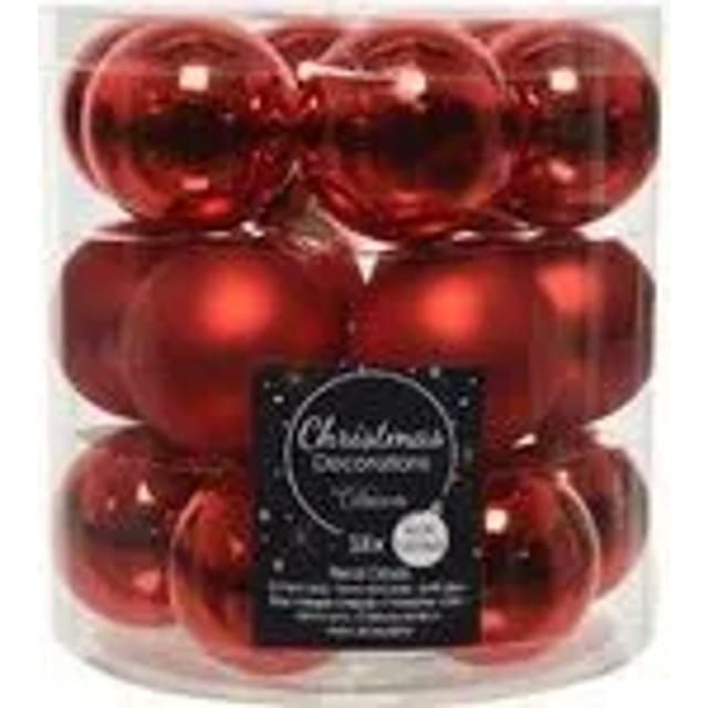 Kaemingk Weihnachtsbaumkugeln Glas 4 cm Weihnachtsrot 18 Stueck