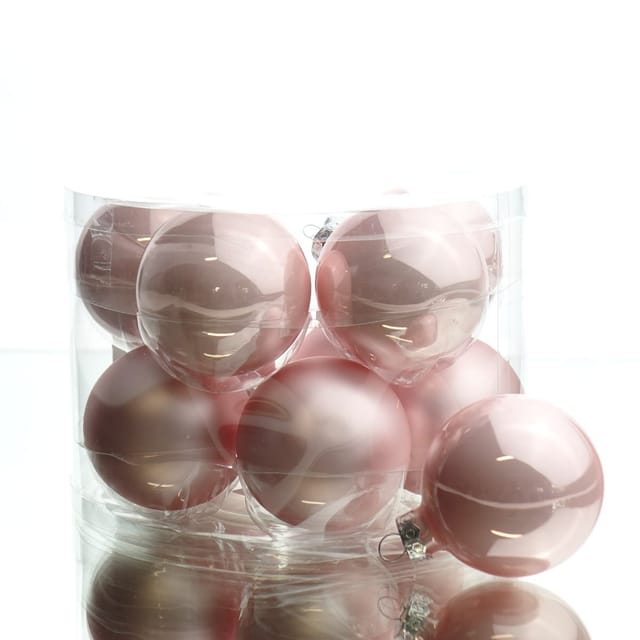 Kaemingk Weihnachtsbaumkugeln Glas 6 cm 10 Stueck Rosa Matt Glaenzend