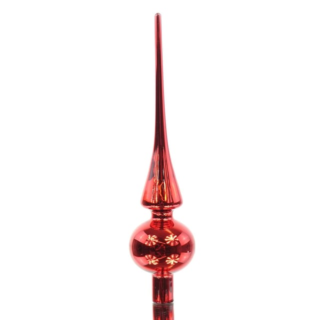 Kaemingk Christbaumschmuck Christbaumspitze Glas 6 x 26 cm Weihnachtsrot Glaenzend