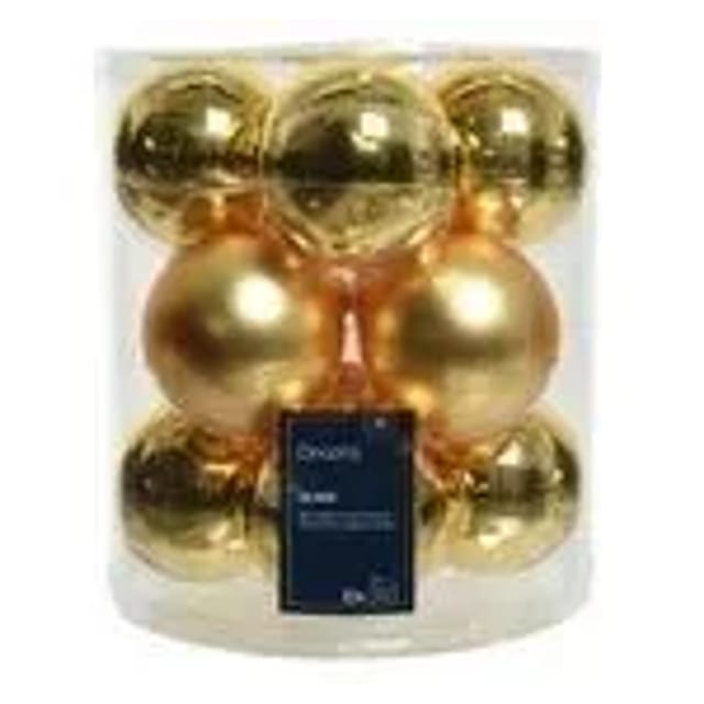 Kaemingk Weihnachtsbaumkugeln Glas 8 cm 12 Stueck Hell Gold Matt