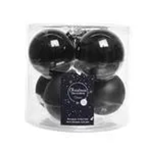 Kaemingk Weihnachtsbaumkugeln Glas 8 cm 6 Stueck SchwarzGlaenzend Matt