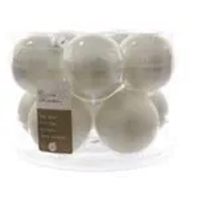 Kaemingk Weihnachtsbaumkugeln Glas 6 cm 10 Stueck Winterweiss Emaille Matt