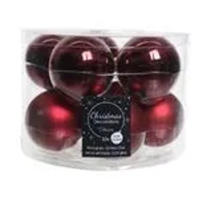 Kaemingk Weihnachtsbaumkugeln Glas 6 cm 10 Stueck Rot Glanz Matt