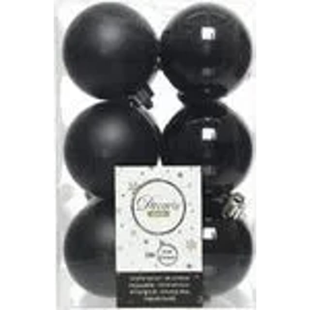 Kaemingk Weihnachtsbaumkugeln Bruchfest 6 cm 12 Stueck Schwarz Glanz Matt