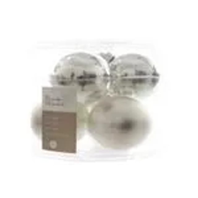 Kaemingk Weihnachtsbaumkugeln Glas 8 cm Silber Matt Glaenzend 6 Stueck