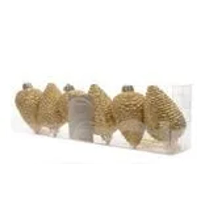 Kaemingk Christbaumschmuck Zapfen Bruchfest 4,5 cm H 8 cm 6 Stueck Gold