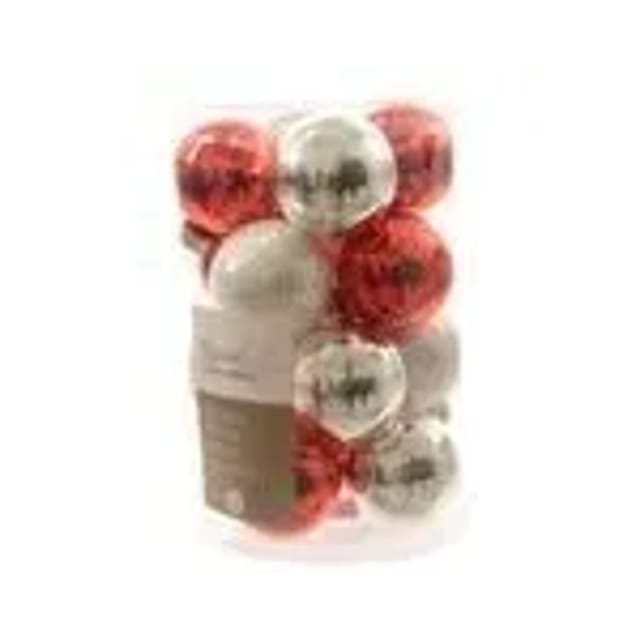 Kaemingk Weihnachtsbaumkugeln Glas 3,5 cm 16 Stueck Rot Weiss Silber