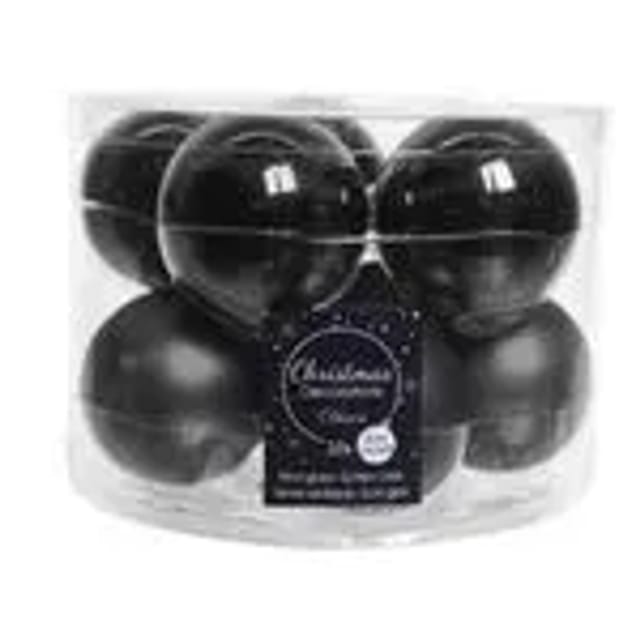 Kaemingk Weihnachtsbaumkugeln Glas 6 cm 10 Stueck Schwarz Glaenzend Matt