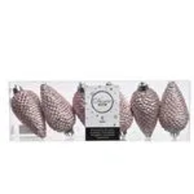 Kaemingk Christbaumschmuck Zapfen Bruchfest 4,5 cm H 8 cm 6 Stueck Rosa