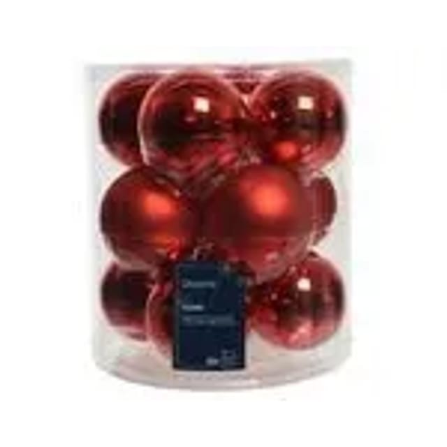 Kaemingk Weihnachtsbaumkugeln Glas 8 cm 12 Stueck Weihnachtsrot Matt Glaenzend