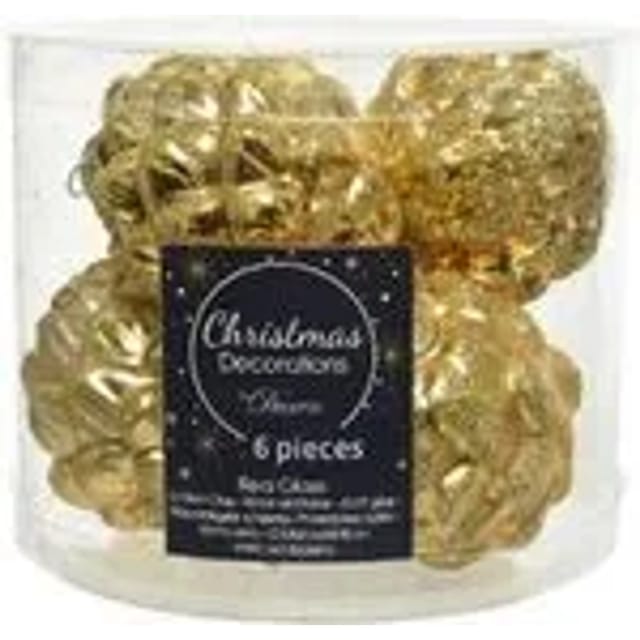Kaemingk Christbaumschmuck Zapfen Glas 5 cm Laenge 7 cm 6 Stueck HellGold