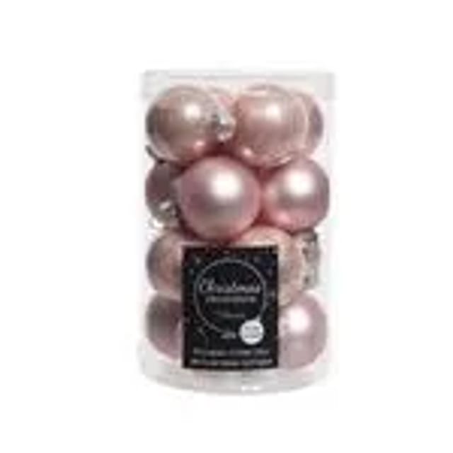 Kaemingk Weihnachtsbaumkugeln Glas 3,5 cm 16 Stueck Rosa Glanz Matt Mix