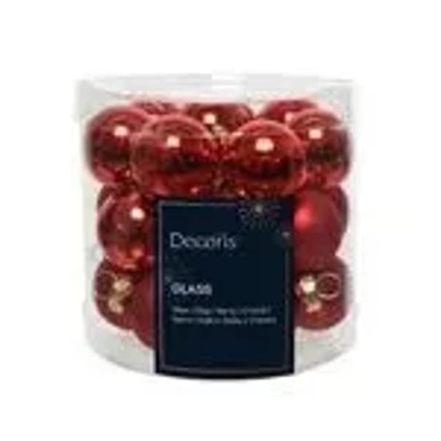 Kaemingk Weihnachtsbaumkugeln Glas 2,5 cm 24 Stueck Rot Glanz Matt