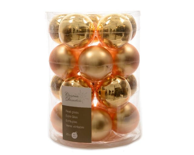 Kaemingk Weihnachtsbaumkugeln Glas 6 cm 20 Stueck HellGold Glaenzend Matt