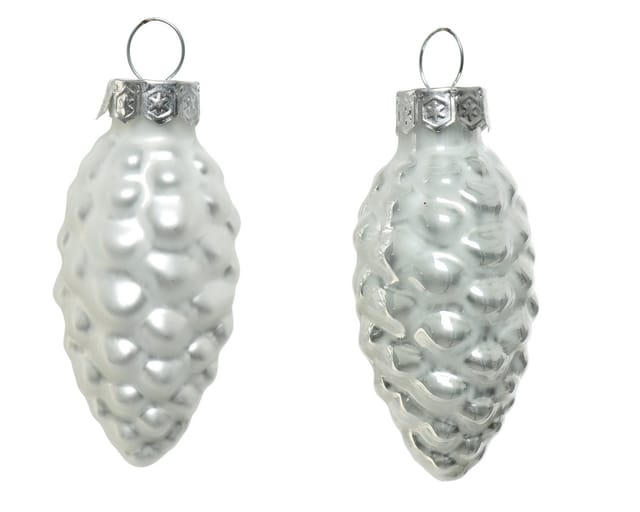 Kaemingk Christbaumschmuck Zapfen Glas 2,5 cm Laenge 6 cm 12 Stueck Winterweiss