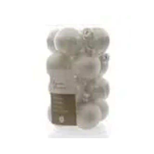 Kaemingk Weihnachtsbaumkugeln Glas 3,5 cm 16 Stueck Weiss Glanz Matt Mix