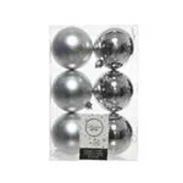 Kaemingk Weihnachtsbaumkugeln Bruchfest 8 cm 6 Stueck Silber Glanz Matt