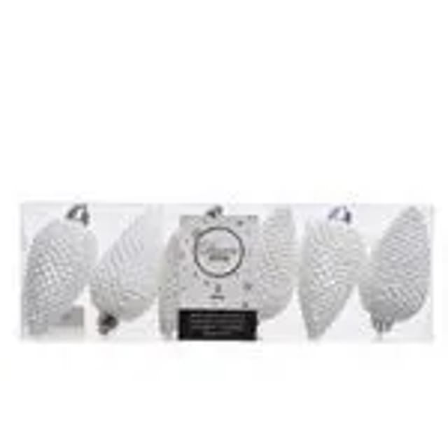 Kaemingk Christbaumschmuck Zapfen Bruchfest 4,5 cm H 8 cm 6 Stueck Weiss