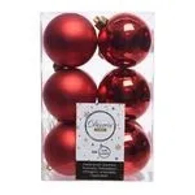 Kaemingk Weihnachtsbaumkugeln Bruchfest 6 cm 12 Stueck Weihnachtsrot