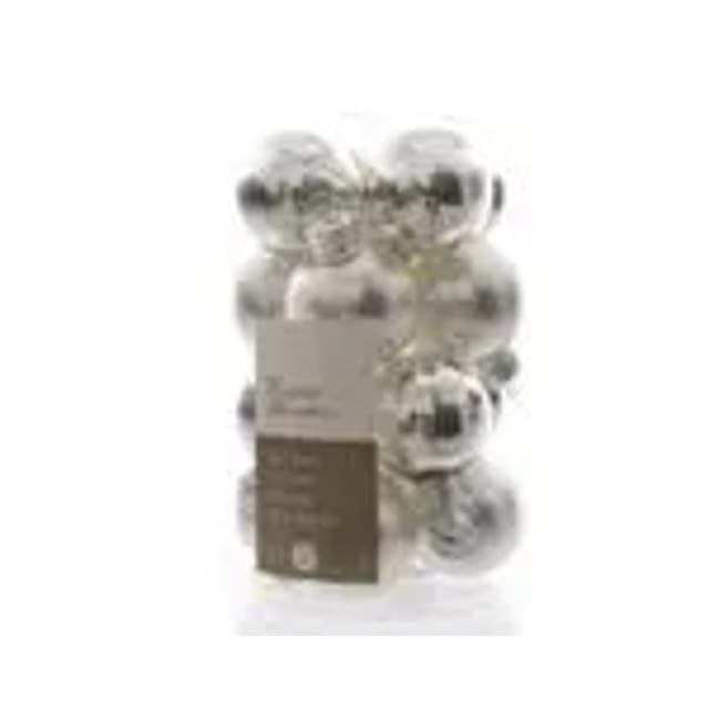 Kaemingk Weihnachtsbaumkugeln Glas 3,5 cm 16 Stueck Silber Glanz Matt Mix