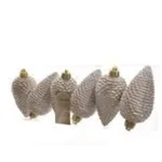 Kaemingk Christbaumschmuck Tannenzapfen Bruchfest 4,5 cm H8 cm 6 Stueck Perle
