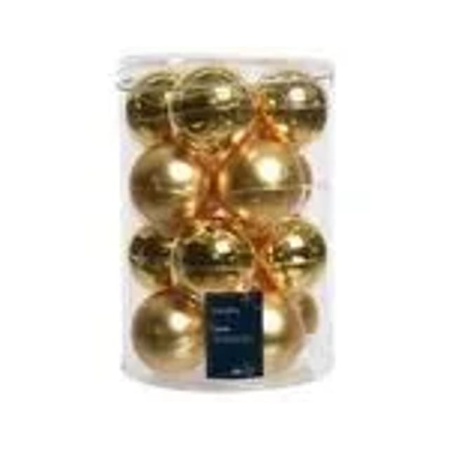 Kaemingk Weihnachtsbaumkugeln Glas 8 cm Hell Gold Matt Glaenzend 16 Stueck
