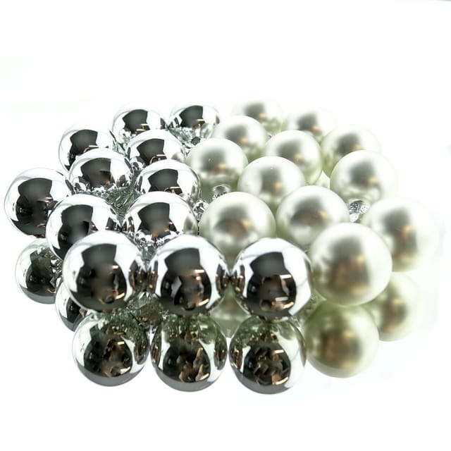 Kaemingk Weihnachtsbaumkugeln Glas 2,5 cm 24 Stueck Silber Glanz Matt Mix