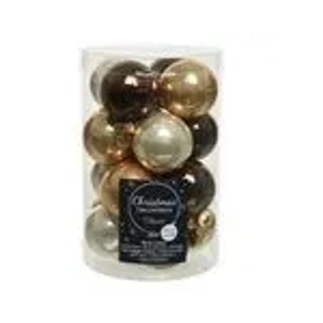 Kaemingk Weihnachtsbaumkugeln Glas 3,5 cm 16 Stueck Hell Braun Mix