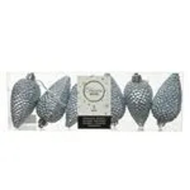 Kaemingk Christbaumschmuck Zapfen Bruchfest 4,5 cm H 8 cm 6 Stueck Grau