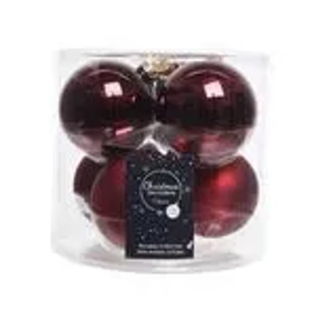 Kaemingk Weihnachtsbaumkugeln Glas 8 cm 6 Stueck Rot Glanz Matt