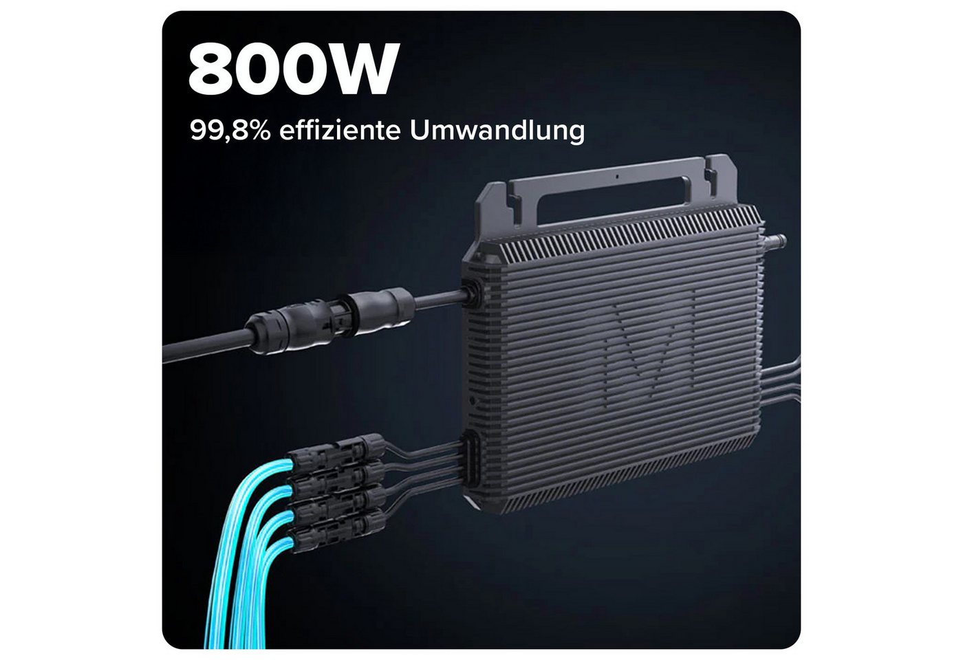 MARSTEK Mikro-Wechselrichter 800 W MST-MI0800 für Balkonkraftwerk 2 MPPT mit WIFI inkl. 5m Anschlusskabel & 4x 1m Solar-Verlängerungen Micro Inverter Bild 2