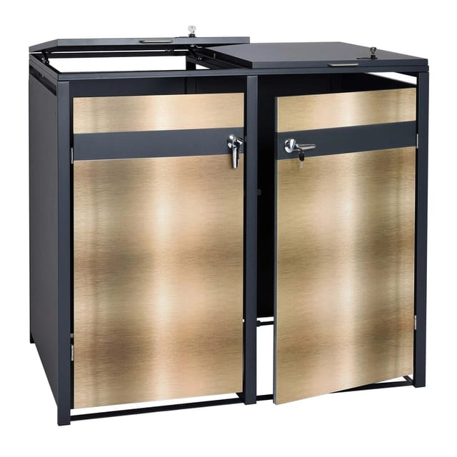 PROREGAL Mülltonnenbox 2er 117x132x80cm Anthrazit Gold