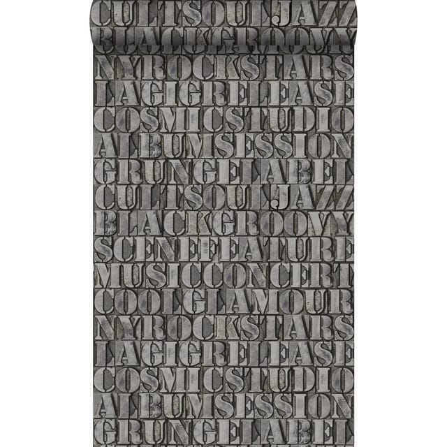 Origin Luxury Wallcoverings Tapete Alte Eiserne Druckbuchstaben Dunkelgrau 53 Cm X 1005 Cm 347591