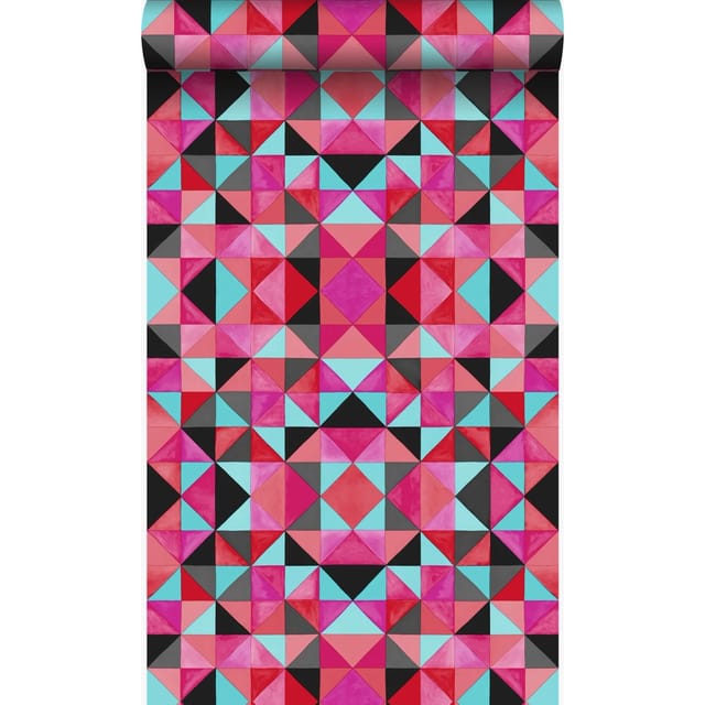 Origin Luxury Wallcoverings Tapete Kubistisches Muster Rot Und Blau 53 Cm X 1005 Cm 346911