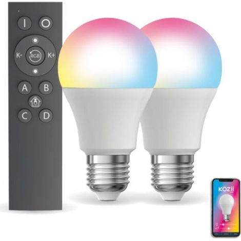 Packung Mit 2 A60 Led-lampen, E27-sockel, Rgb Mit Angeschlossener Fernbedienung