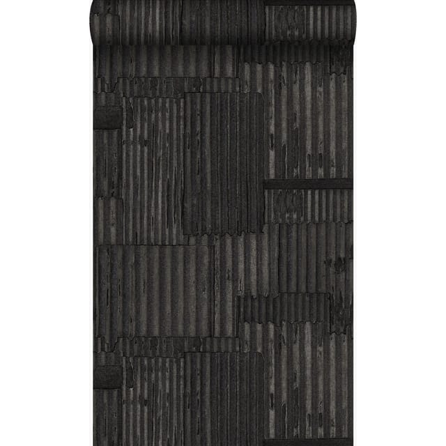 Origin Luxury Wallcoverings Tapete Industrielle Wellplatten Aus Metall 3D Schwarz 53 Cm X 1005 Cm 347617