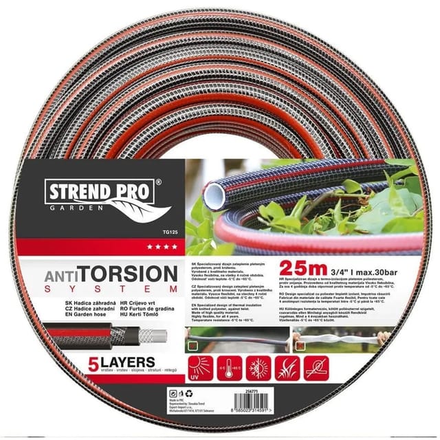PROREGAL Gartenschlauch Anti-Torsion 19 3/4 L-25m Silver Pro