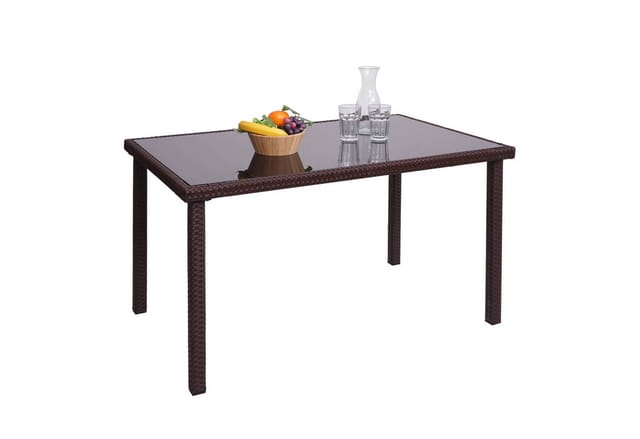 PROREGAL Tisch Poly-Rattan 71x120x75cm Braun Gartentisch Balkontisch