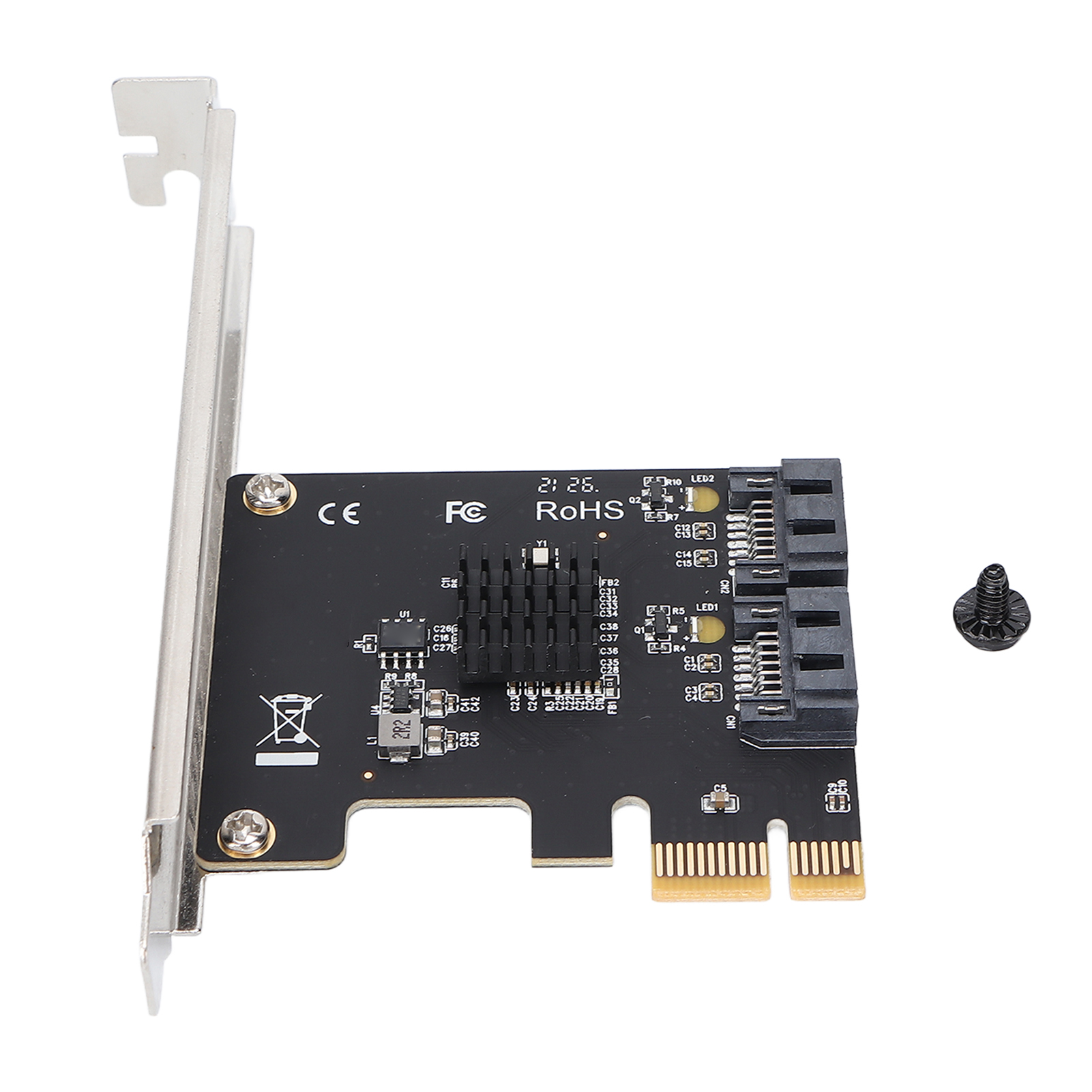 Pcie-zu-2-sata-6-gbit/s-erweiterungskarte Für Festplatten, Kompatibel Mit Windows 10/8/7/xp Und Linux, Computerzubehör