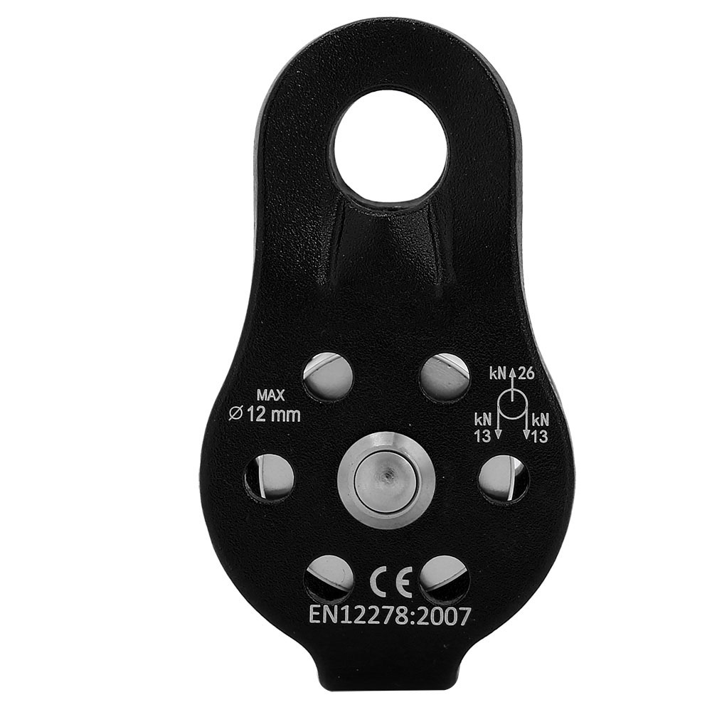 26 Kn Drehbare Seilrolle Aus Aluminiumlegierung Für 12-mm-seil – Schwarz
