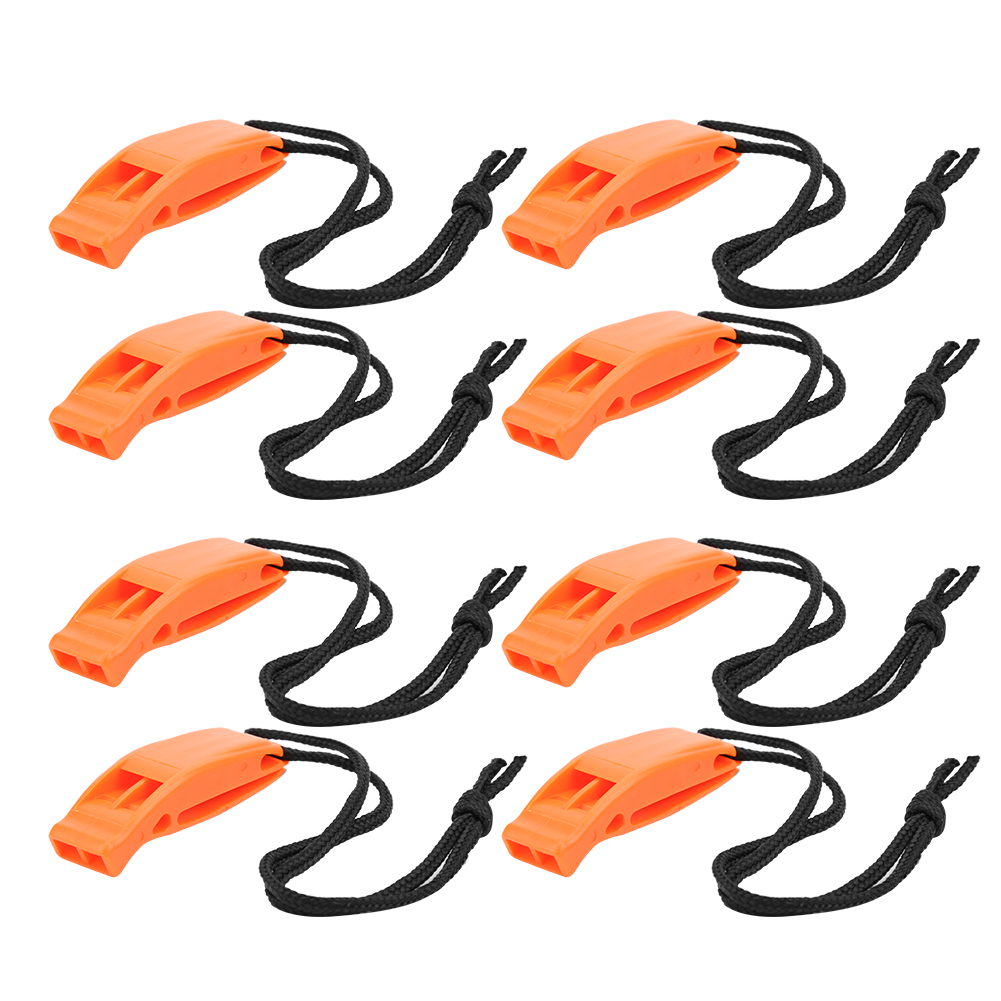 Ks-923 8-teiliges Set Multifunktionaler Überlebenspfeifen Mit Zwei Frequenzen Für Wassersport Und Outdoor-aktivitäten, Orangefarbenes Sicherheitszubehör Aus Kunststoff