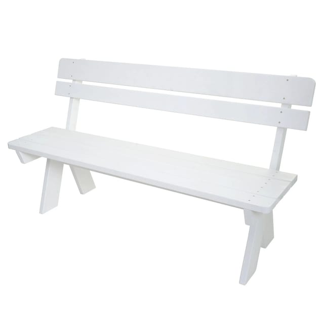 PROREGAL Gartenbank 86x148x54cm Sitzhöhe 45cm Massiv-Holz 148cm Weiß