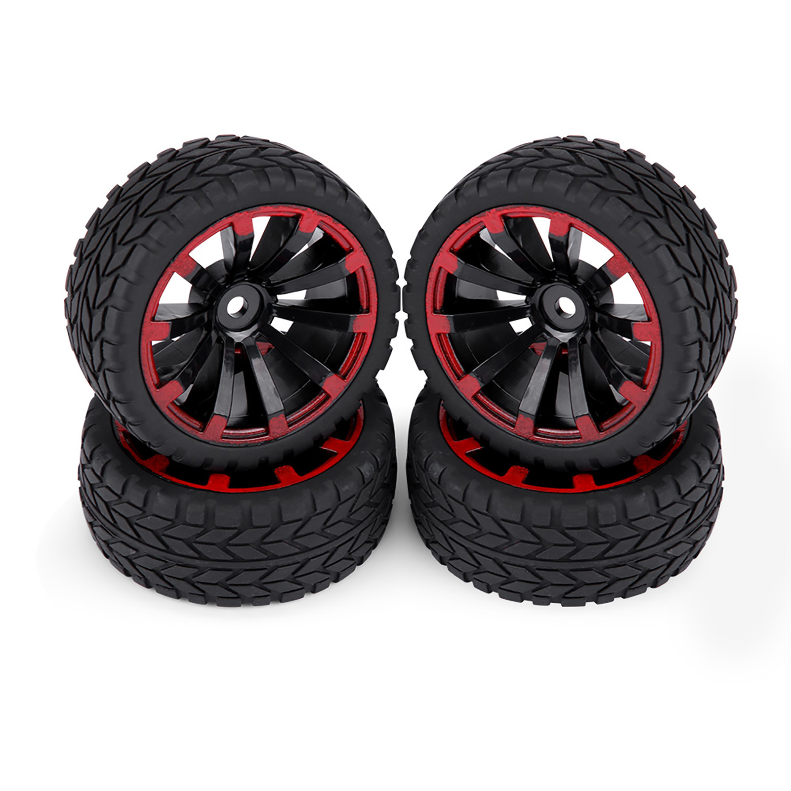 Satz Mit 4 Gummireifen Für 1:10 Rc-autos, Ideal Für Rennen Und Offroad-einsätze, Mit Felgen Und Eingraviertem Muster.