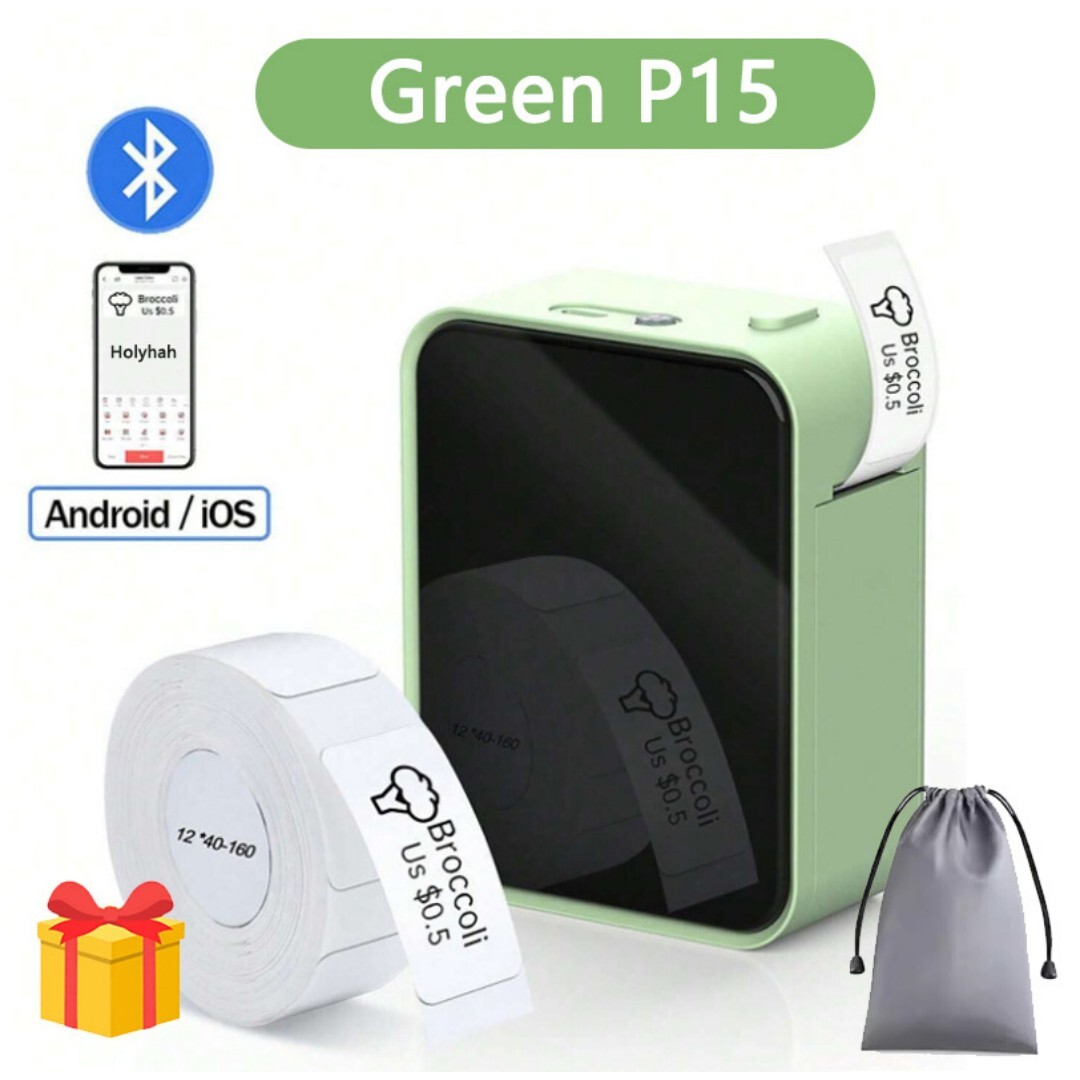 P15 Tragbarer Bluetooth-etikettendrucker, Grün