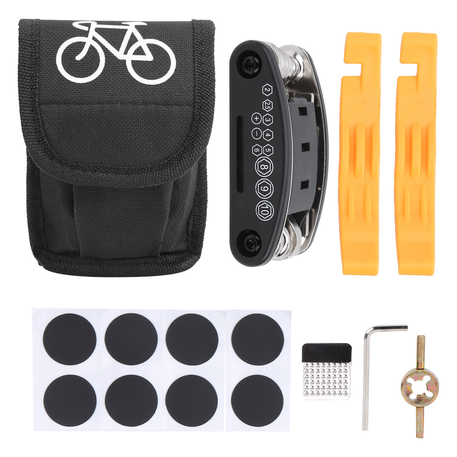 16-in-1 Multifunktions-fahrradreifenreparaturset Mit Tasche – Pannenset