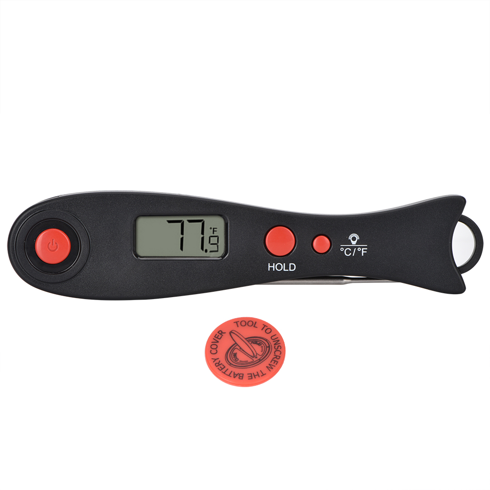 Holzkohlegrillthermometer Für Barbecue (schwarz Und Rot)