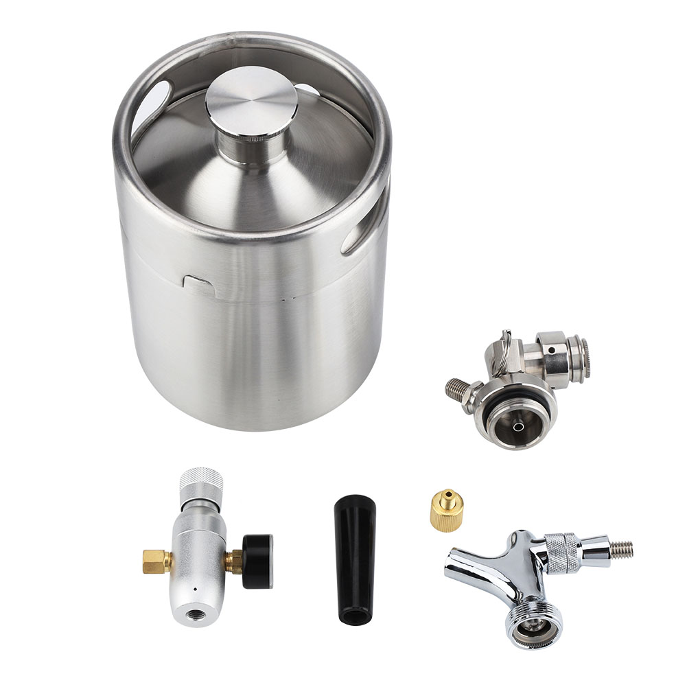 2-liter-mini-bierfass Aus Edelstahl Mit Zapfhahn – Druckbeaufschlagtes Zapfsystem Für Craft-bier